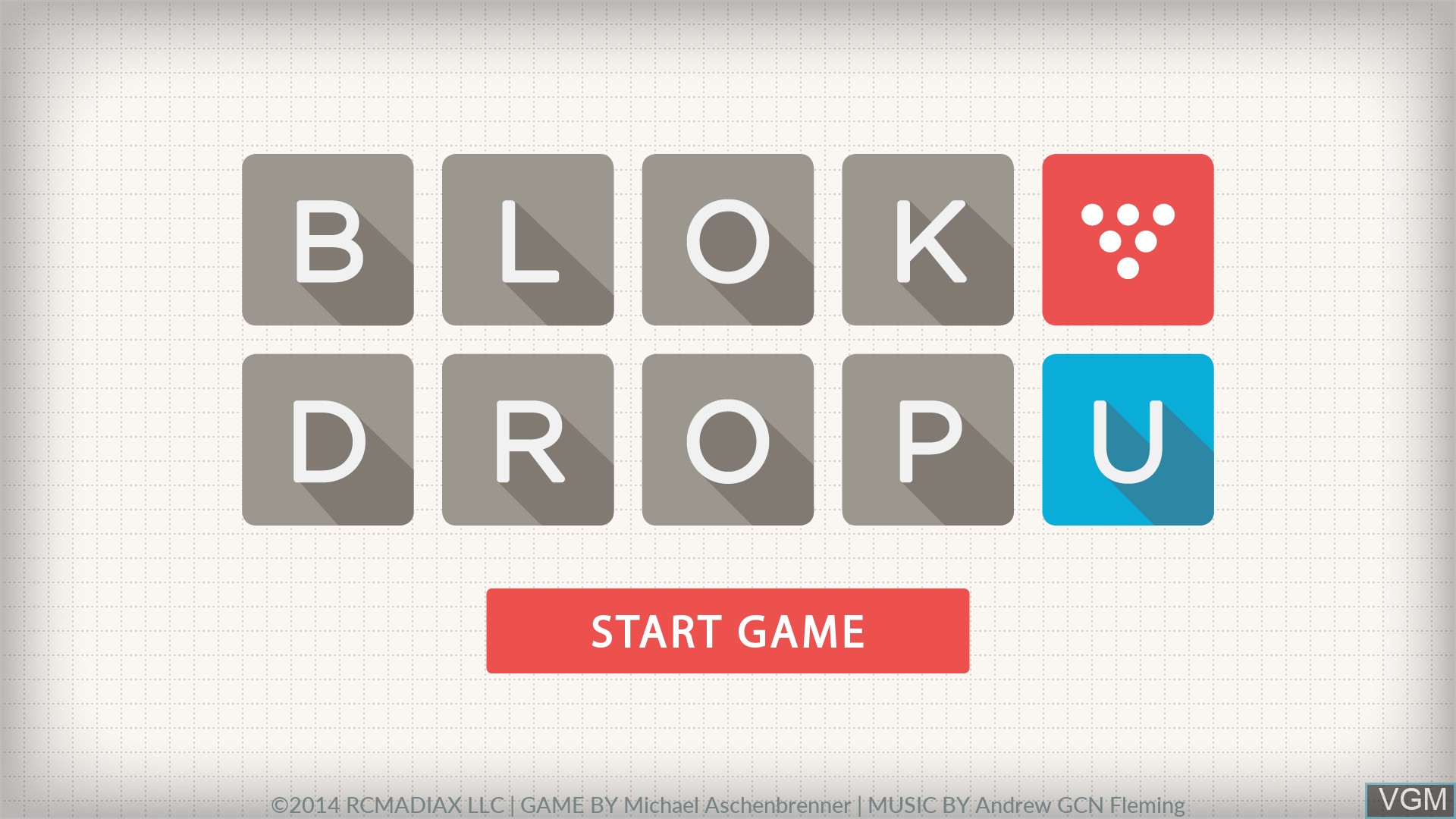 Title screen of the game Blok Drop U on Nintendo Wii U