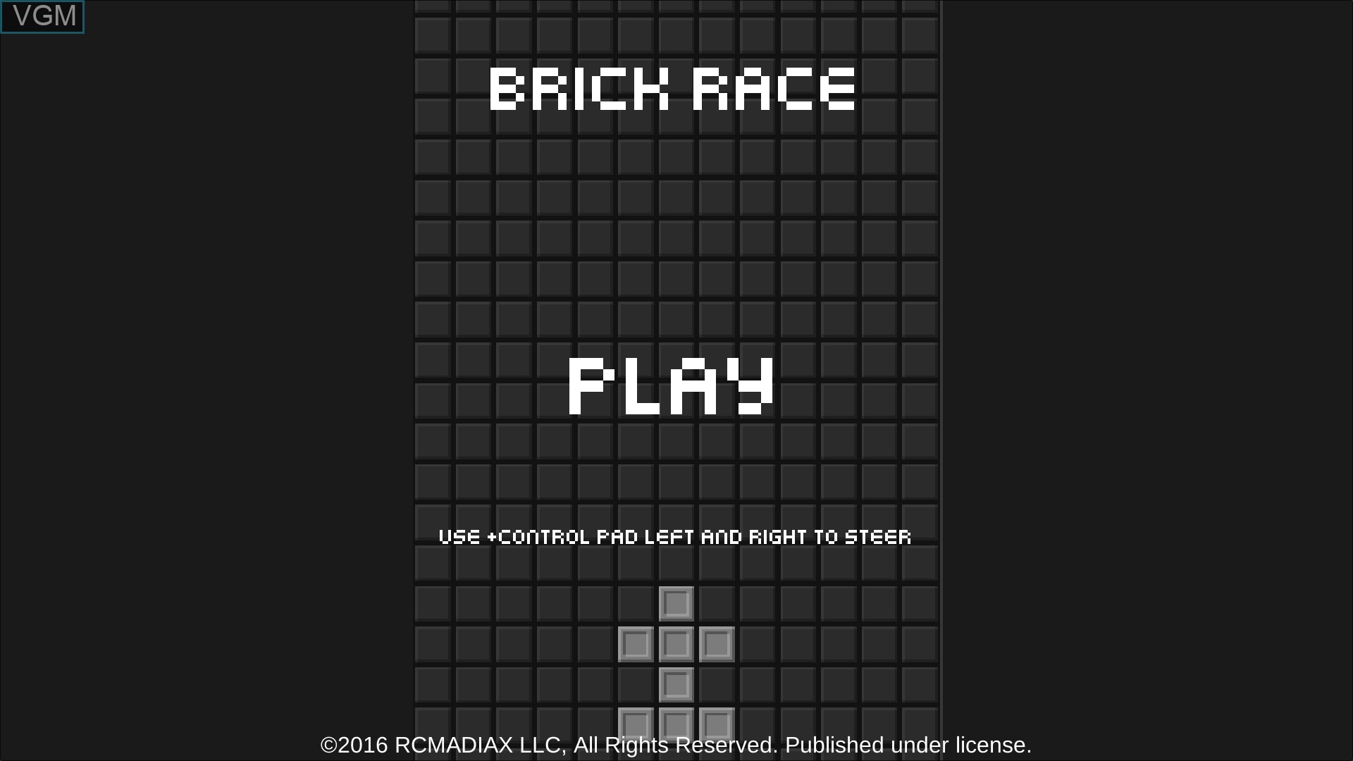 Title screen of the game BRICK RACE on Nintendo Wii U