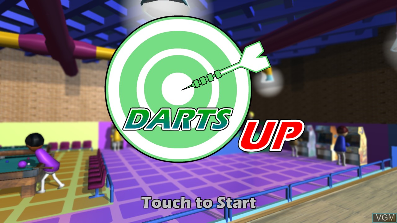 Title screen of the game Darts Up on Nintendo Wii U