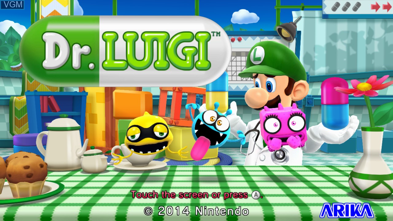 Title screen of the game Dr. Luigi on Nintendo Wii U