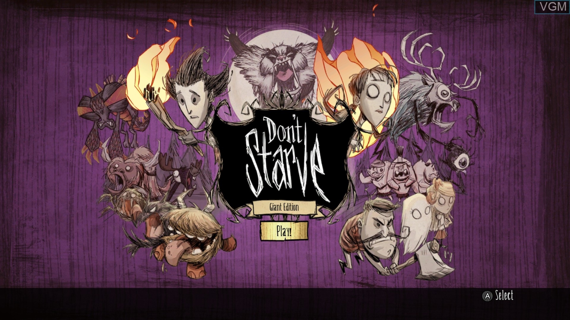 Title screen of the game Don't Starve - Giant Edition on Nintendo Wii U