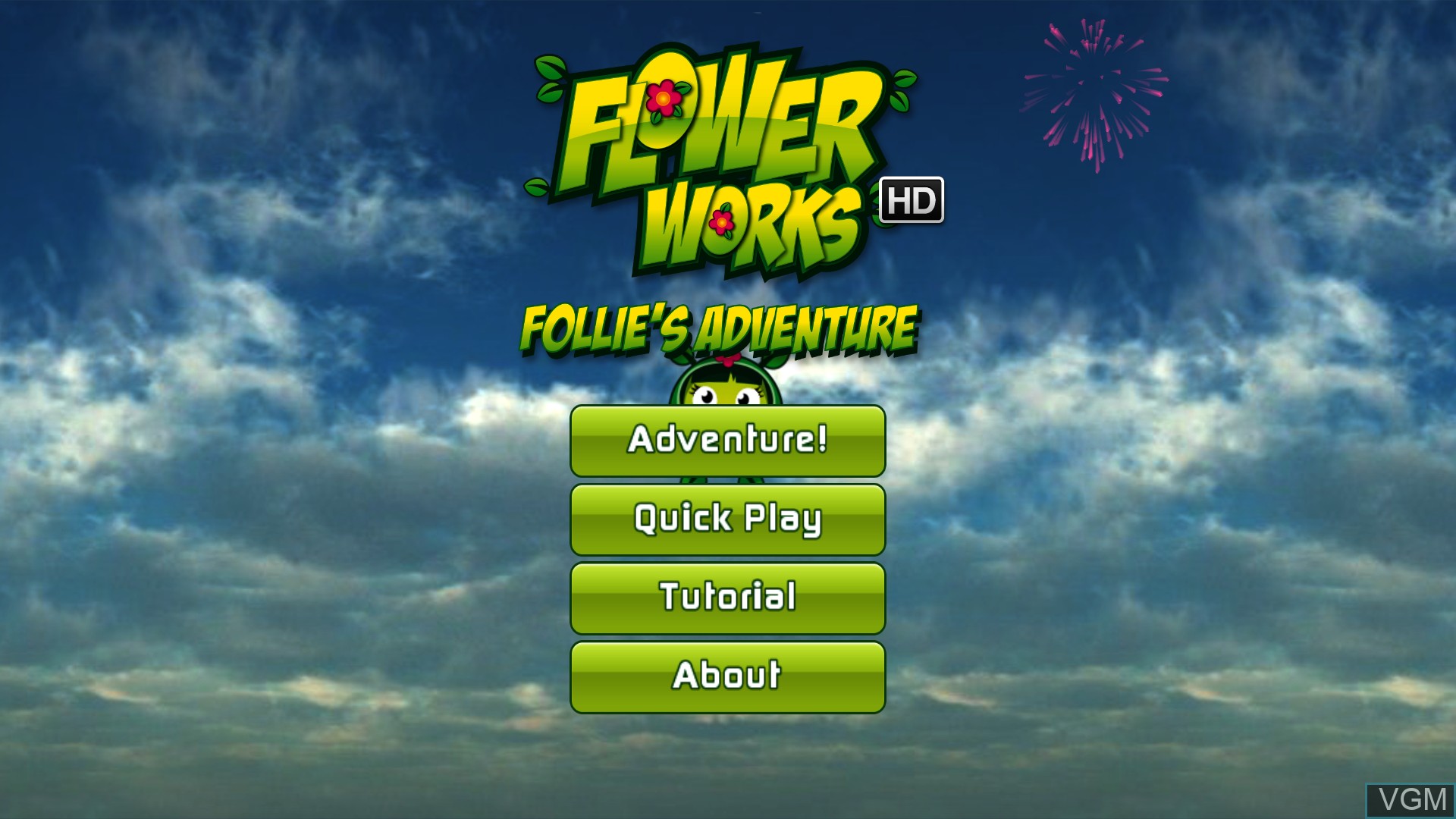 Title screen of the game Flowerworks HD - Follie's Adventure on Nintendo Wii U
