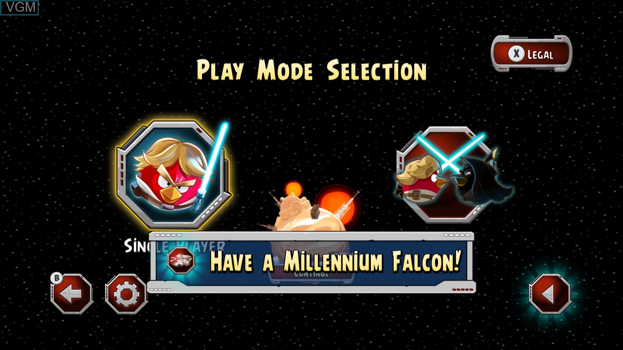 Menu screen of the game Angry Birds Star Wars on Nintendo Wii U