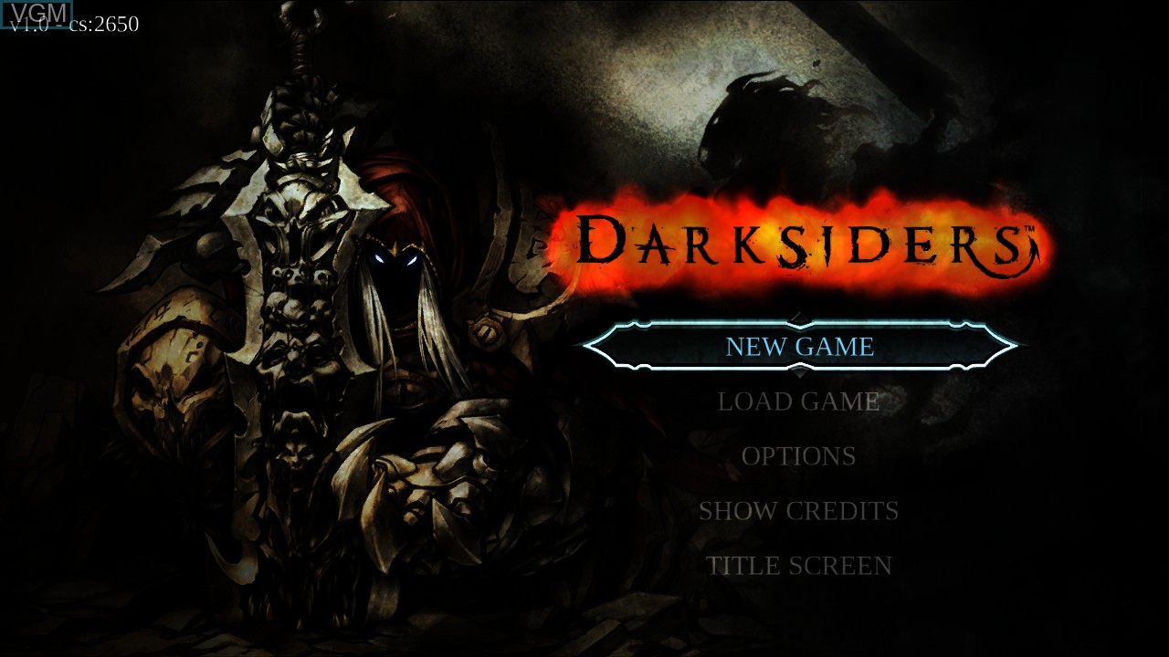 Menu screen of the game Darksiders - Warmastered Edition on Nintendo Wii U