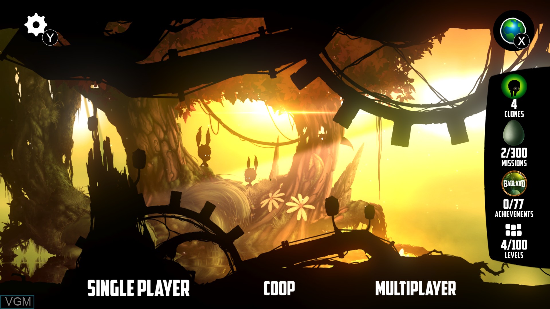 Menu screen of the game BADLAND - Game of the Year Edition on Nintendo Wii U