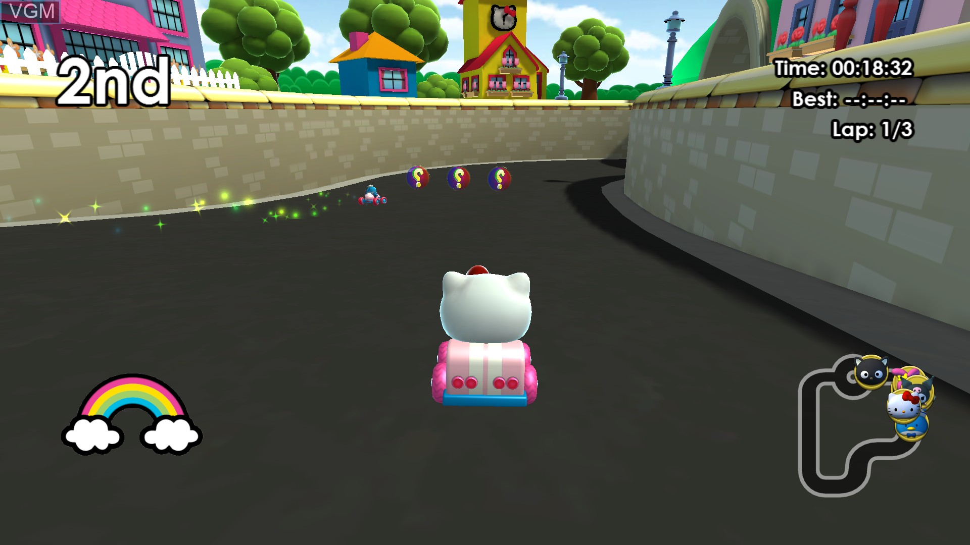 In-game screen of the game Hello Kitty Kruisers on Nintendo Wii U