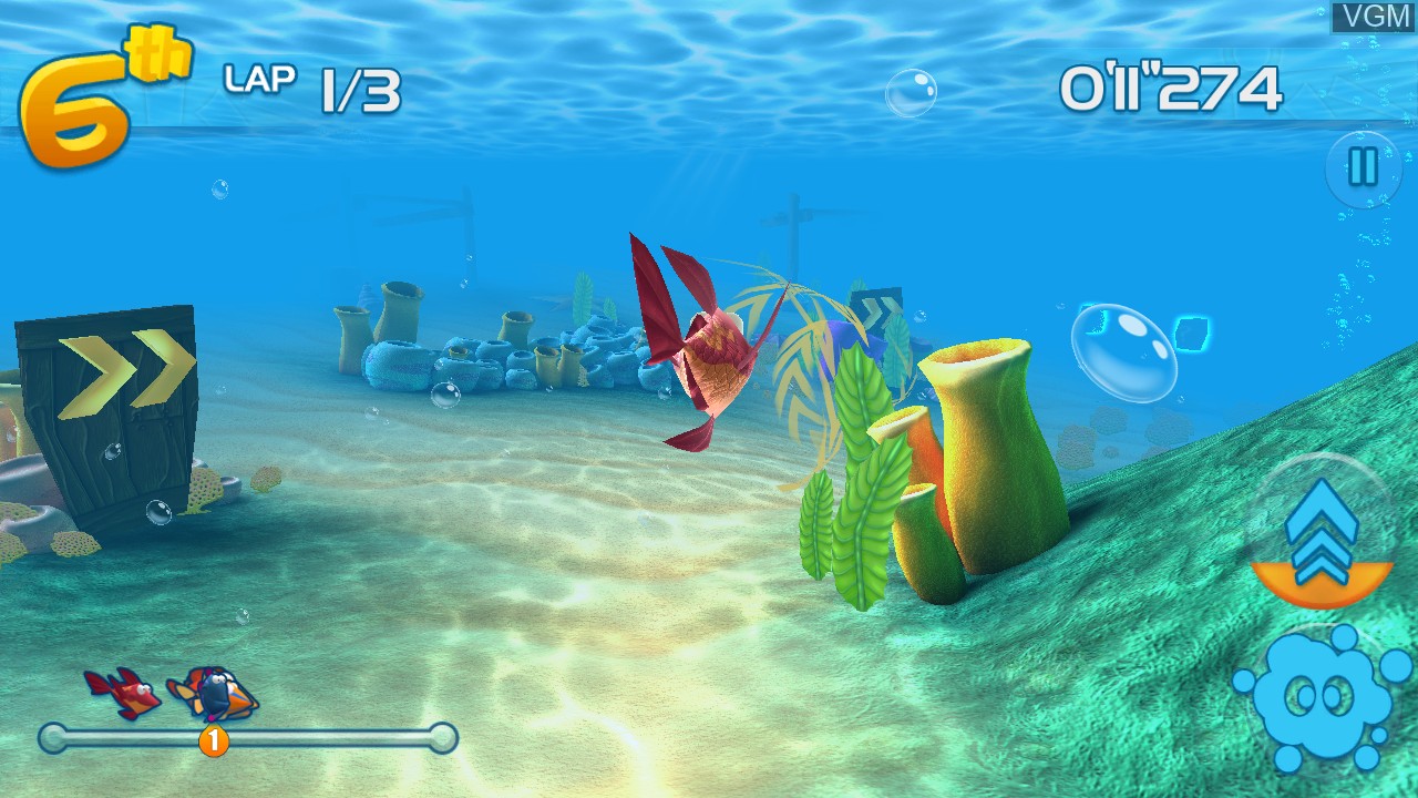 In-game screen of the game Jett Tailfin on Nintendo Wii U