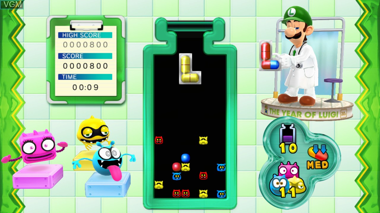 In-game screen of the game Dr. Luigi on Nintendo Wii U