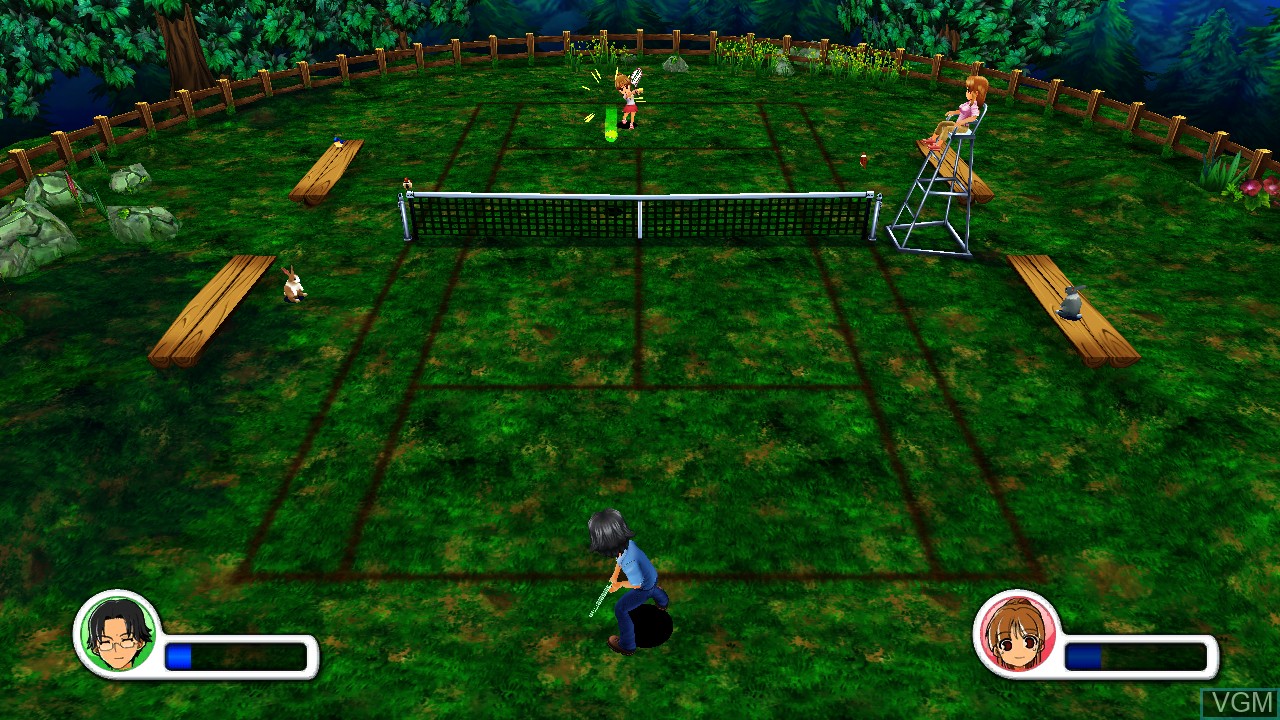 In-game screen of the game Family Tennis SP on Nintendo Wii U