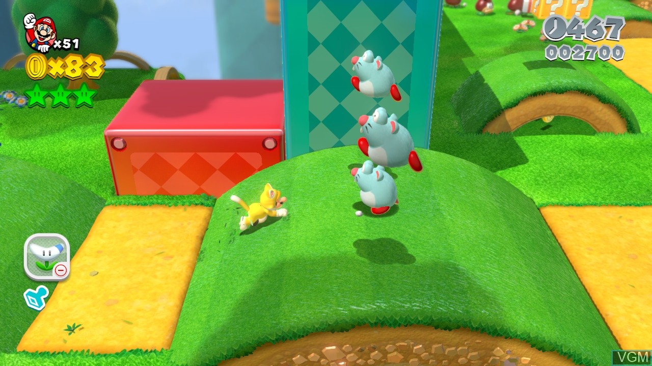 In-game screen of the game Super Mario 3D World on Nintendo Wii U