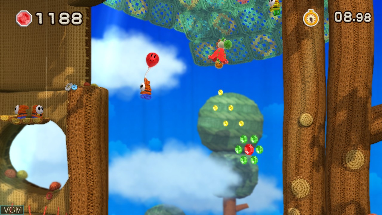 In-game screen of the game Yoshi's Woolly World on Nintendo Wii U