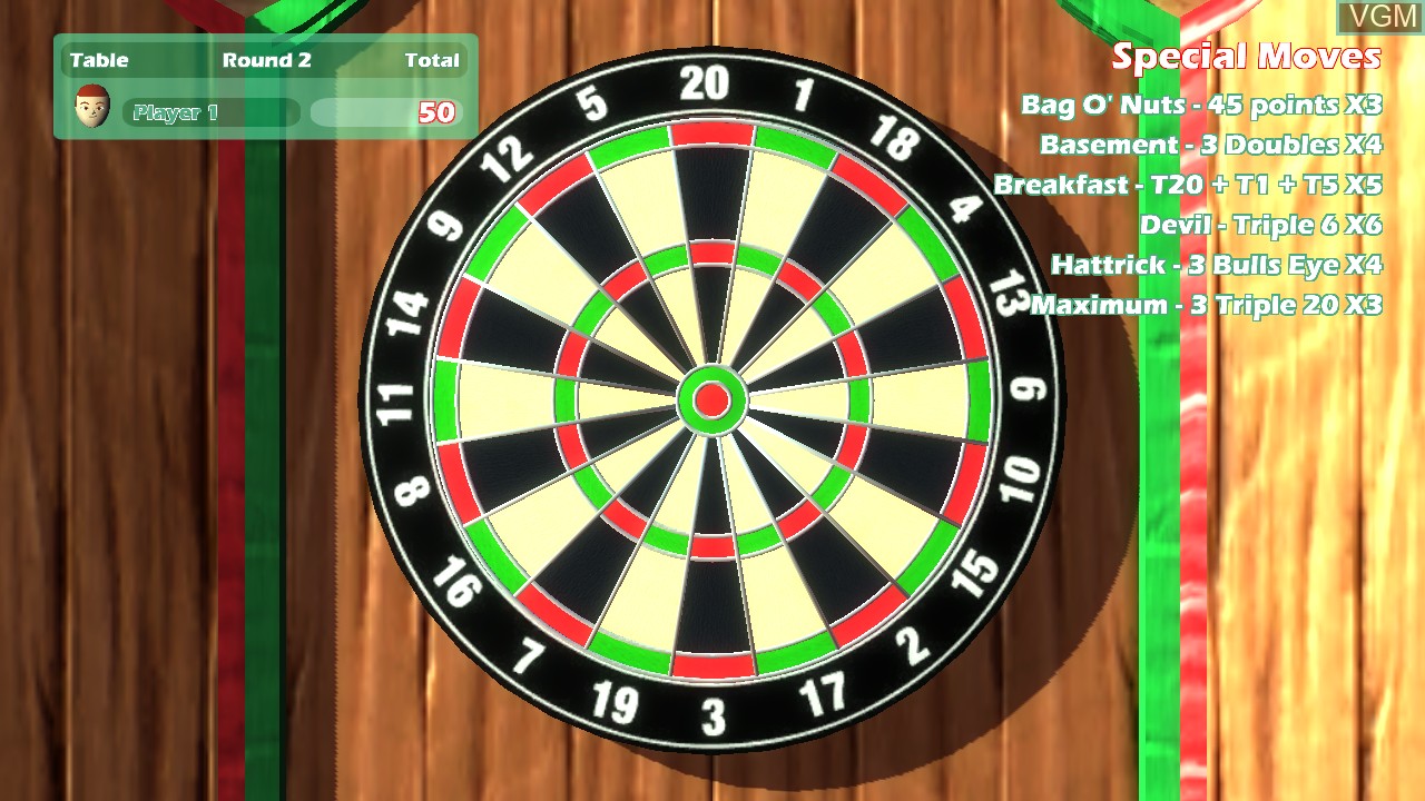 In-game screen of the game Darts Up on Nintendo Wii U
