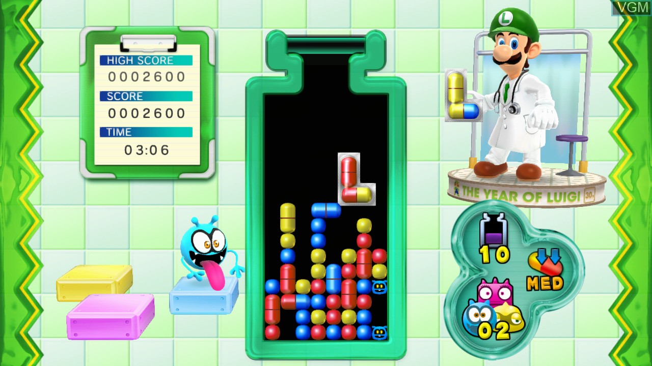 In-game screen of the game Dr. Luigi on Nintendo Wii U