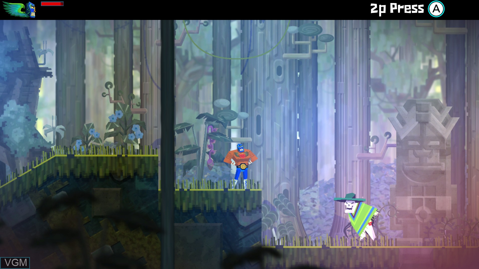 In-game screen of the game Guacamelee! Super Turbo Championship Edition on Nintendo Wii U