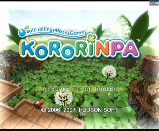Title screen of the game Kororinpa - Marble Mania on Nintendo Wii