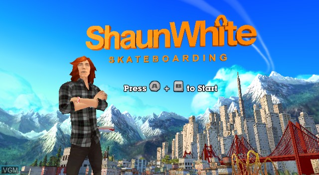 Title screen of the game Shaun White Skateboarding on Nintendo Wii