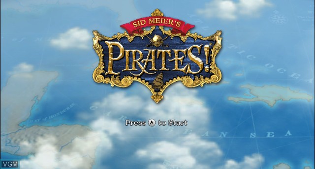 Title screen of the game Sid Meier's Pirates! on Nintendo Wii