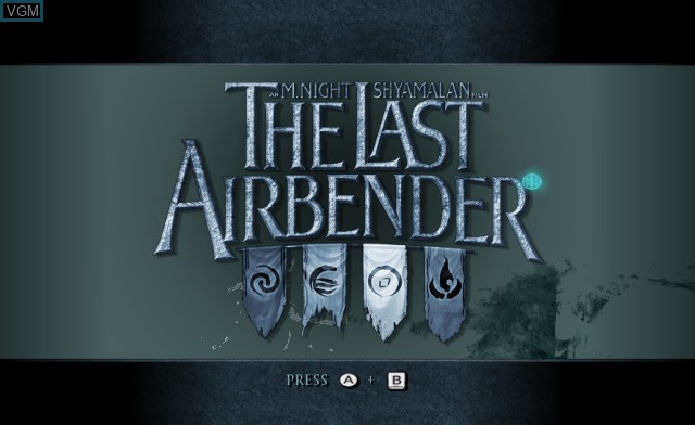 Title screen of the game Last Airbender, The on Nintendo Wii