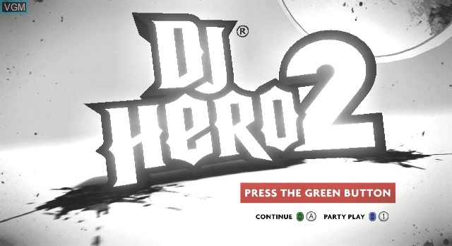 Title screen of the game DJ Hero 2 on Nintendo Wii