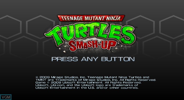 Title screen of the game Teenage Mutant Ninja Turtles - Smash-Up on Nintendo Wii