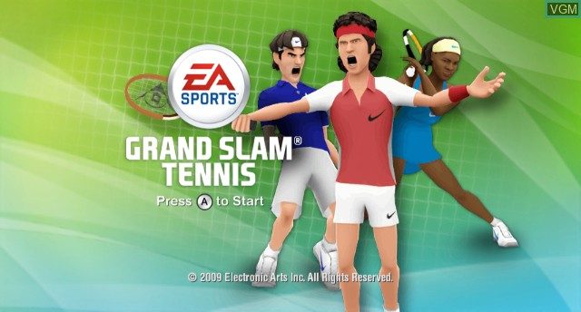 Title screen of the game Grand Slam Tennis on Nintendo Wii
