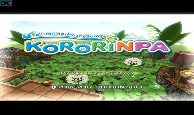Title screen of the game Kororinpa on Nintendo Wii
