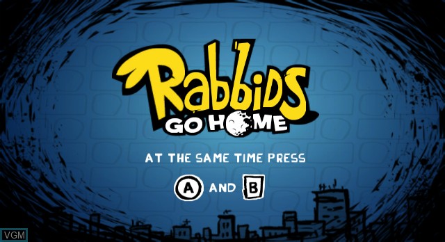 Title screen of the game Rabbids Go Home on Nintendo Wii