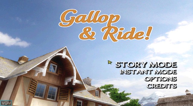Title screen of the game Gallop & Ride! on Nintendo Wii