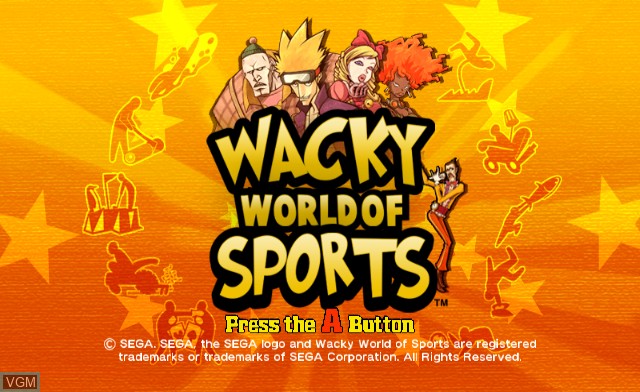 Title screen of the game Wacky World of Sports on Nintendo Wii