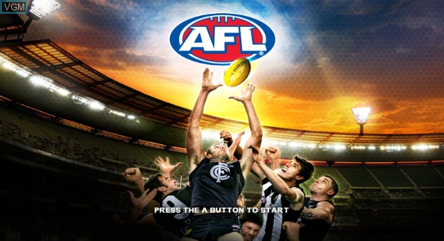 Title screen of the game AFL - Australian Football League on Nintendo Wii