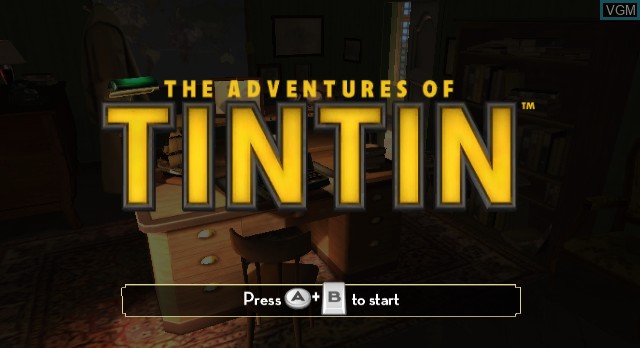 Title screen of the game Adventures of Tintin, The - The Game on Nintendo Wii