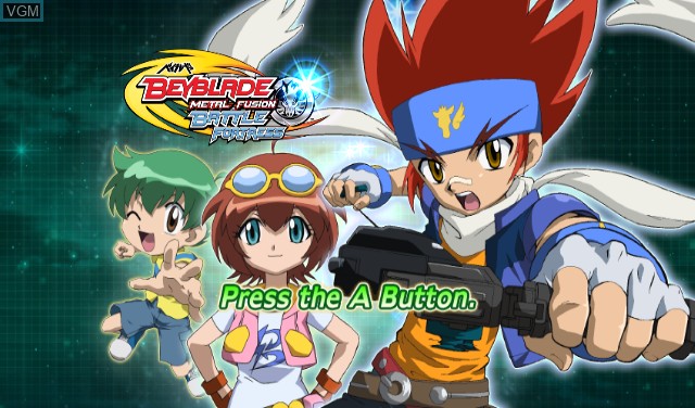 Title screen of the game Beyblade - Metal Fusion - Battle Fortress on Nintendo Wii