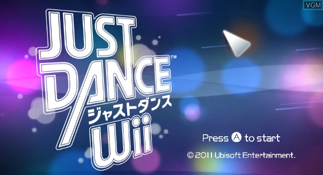 Title screen of the game Just Dance Wii on Nintendo Wii