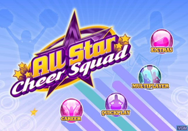 Title screen of the game All Star Cheer Squad on Nintendo Wii