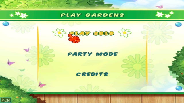 Menu screen of the game Play Gardens on Nintendo Wii
