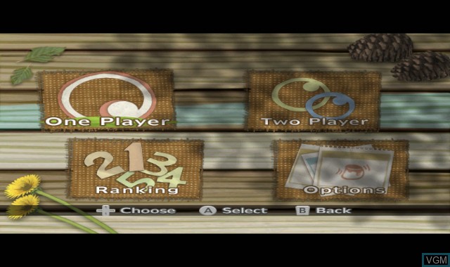 Menu screen of the game Kororinpa on Nintendo Wii