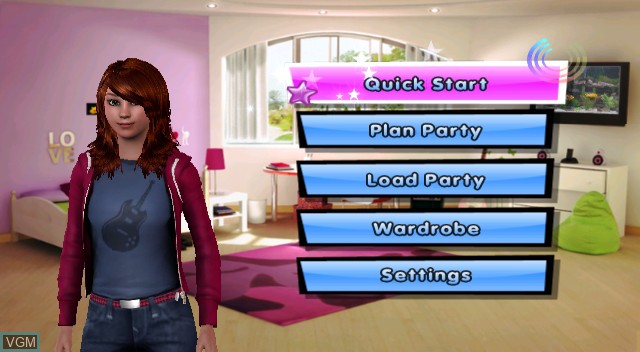 Menu screen of the game Girls Life - Sleepover Party on Nintendo Wii