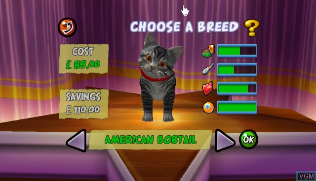 Menu screen of the game Purr Pals on Nintendo Wii