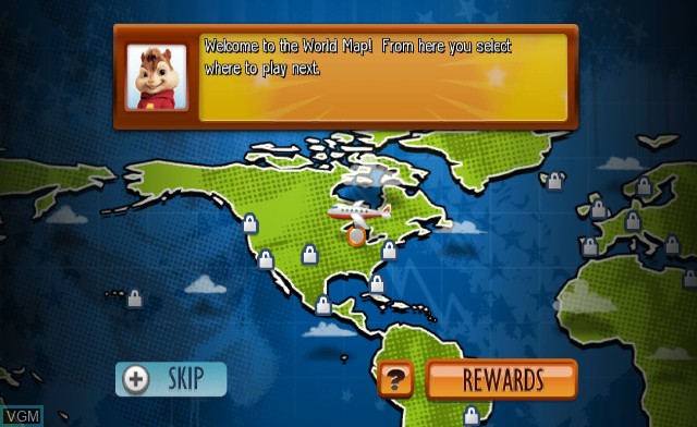 Menu screen of the game Alvin and the Chipmunks - The Squeakquel on Nintendo Wii