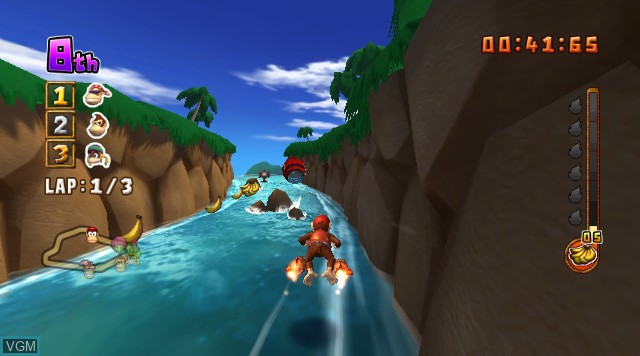In-game screen of the game Donkey Kong - Barrel Blast on Nintendo Wii