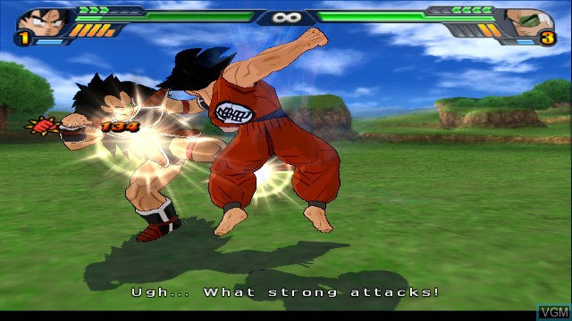In-game screen of the game Dragon Ball Z - Budokai Tenkaichi 3 on Nintendo Wii
