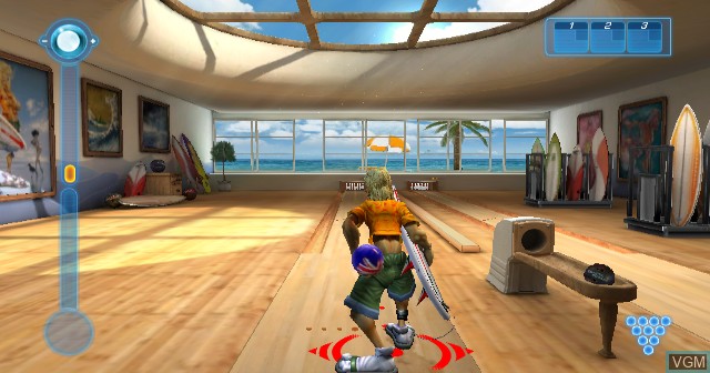 In-game screen of the game Alien Monster Bowling League on Nintendo Wii