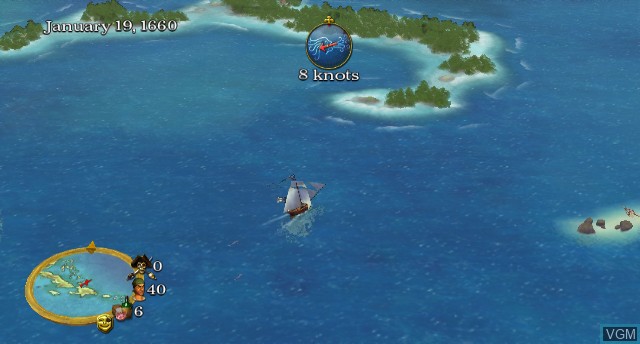 In-game screen of the game Sid Meier's Pirates! on Nintendo Wii