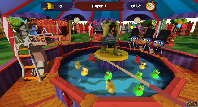In-game screen of the game Crazy Chicken - Carnival on Nintendo Wii