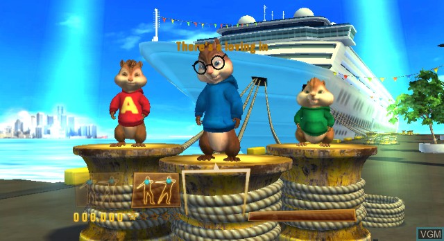 In-game screen of the game Alvin and the Chipmunks - Chipwrecked on Nintendo Wii