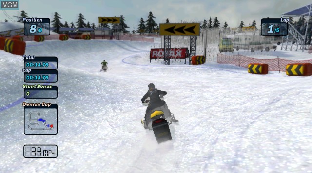 In-game screen of the game Ski-Doo - Snowmobile Challenge on Nintendo Wii