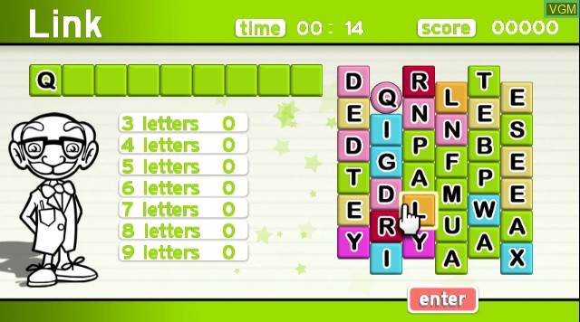 In-game screen of the game Challenge Me - Word Puzzles on Nintendo Wii