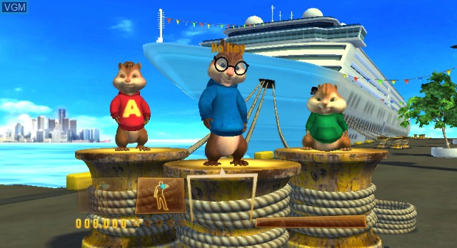 In-game screen of the game Alvin and the Chipmunks - Chipwrecked on Nintendo Wii