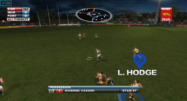 In-game screen of the game AFL - Australian Football League on Nintendo Wii