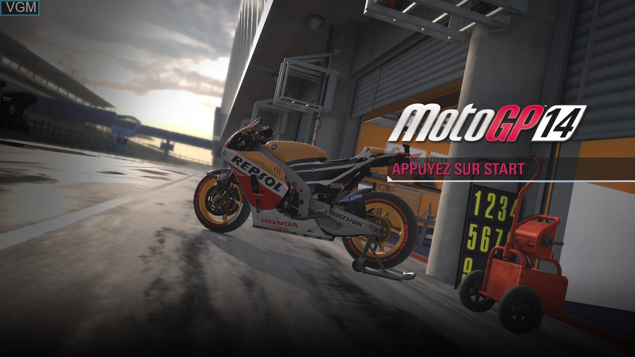 Title screen of the game MotoGP 14 on Microsoft Xbox 360
